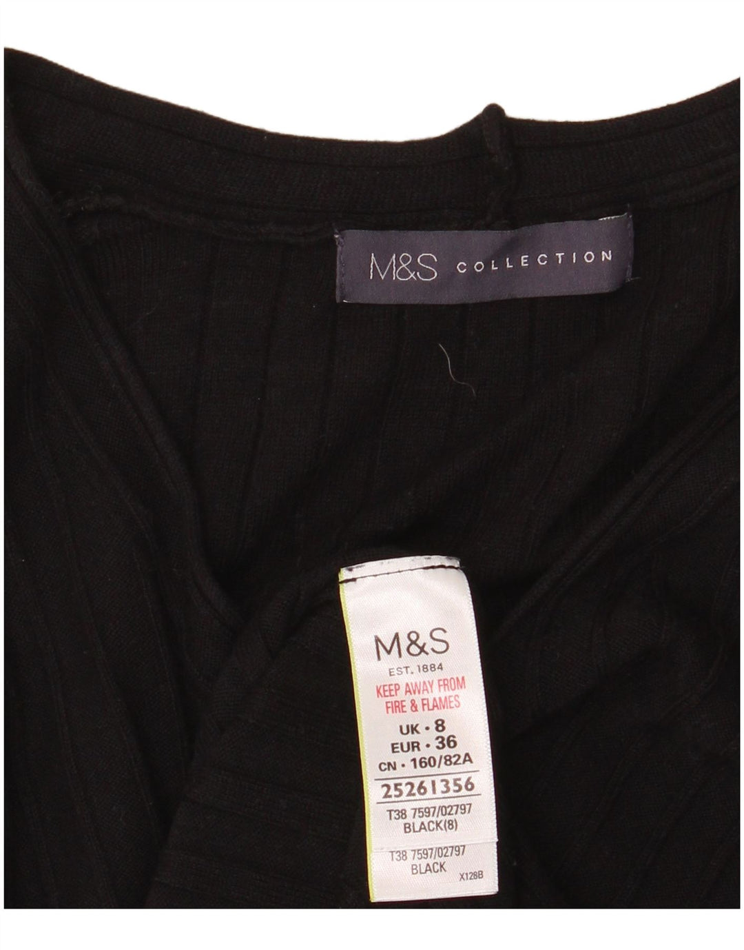Женский джемпер с v-образным вырезом Marks & Spencer UK 8, маленький, черный, вискоза