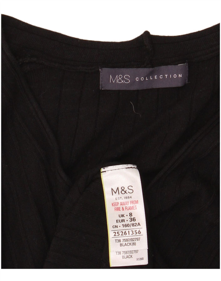 Женский джемпер с v-образным вырезом Marks & Spencer UK 8, маленький, черный, вискоза