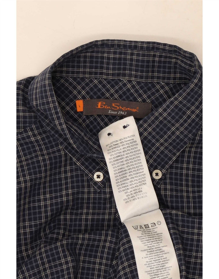 Мужская рубашка Ben Sherman, большая темно-синяя клетка, хлопок