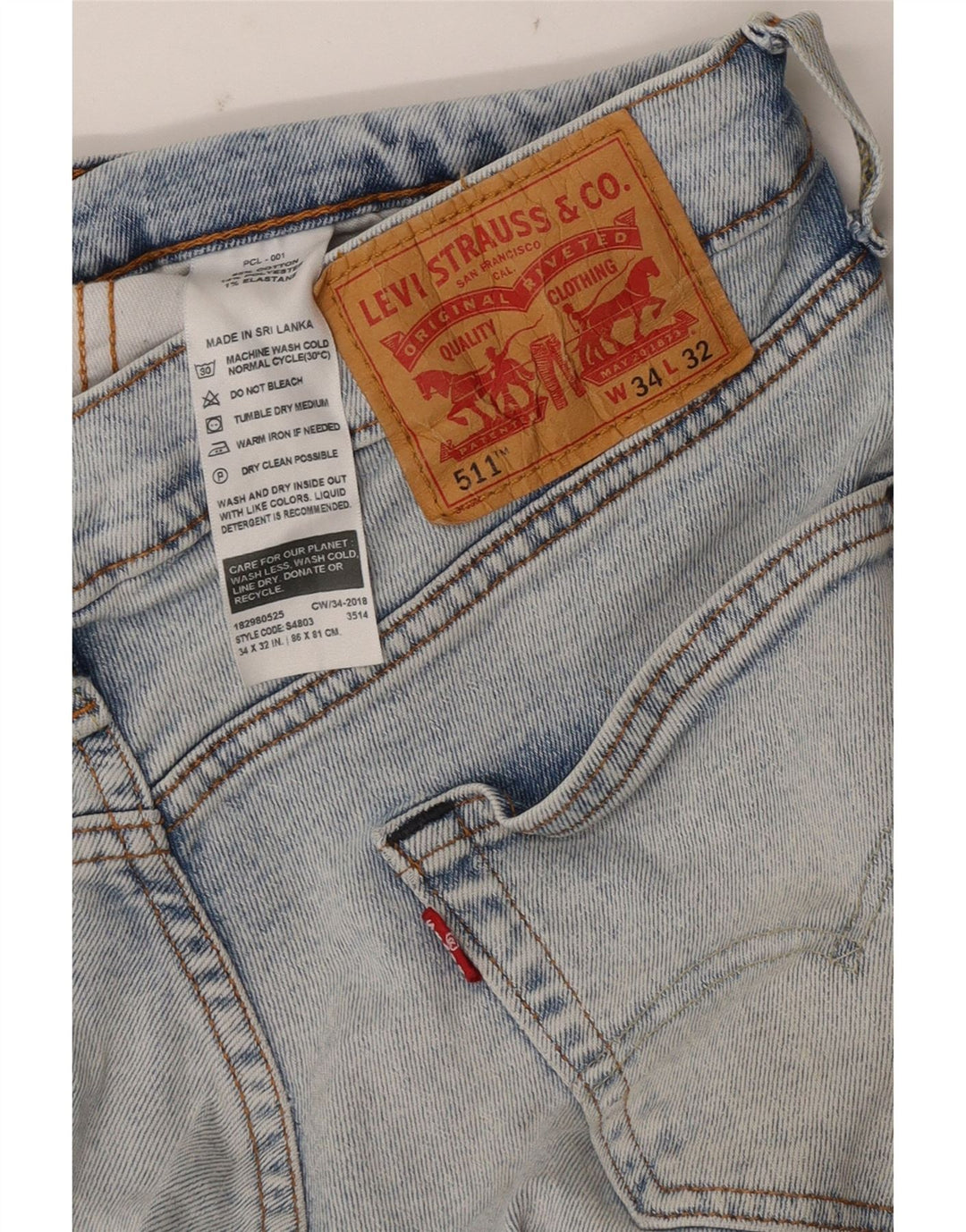 Мужские джинсы Levi's Slim 511 W34 L32 синие, хлопок