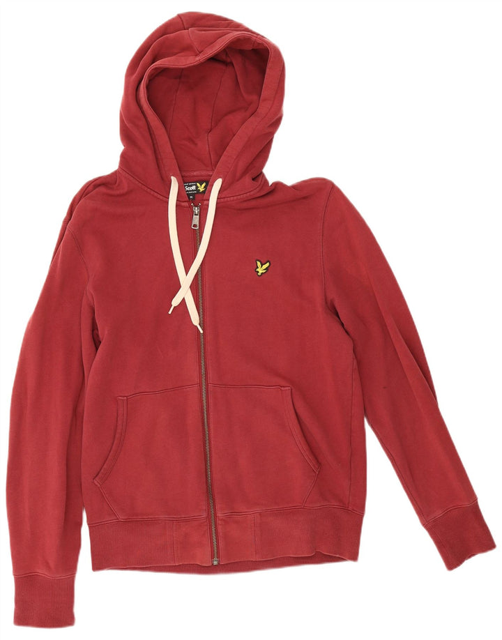 Мужской свитер с капюшоном на молнии Lyle & Scott среднего красного цвета, хлопок