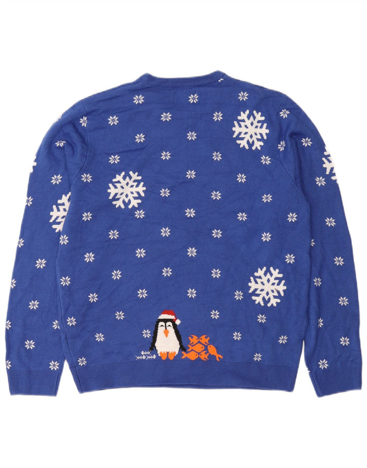 Мужской свитер с круглым вырезом Marks & Spencer, средний синий, зима