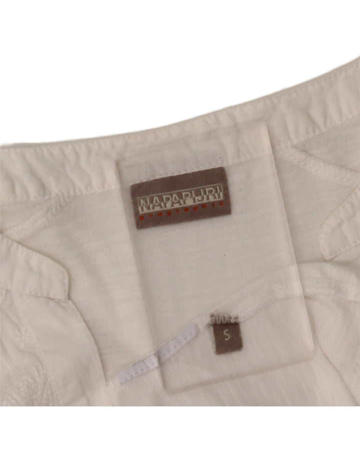 NAPAPIJRI Женская блузка с рукавом 3/4, топ UK 10, маленький белый цветочный принт