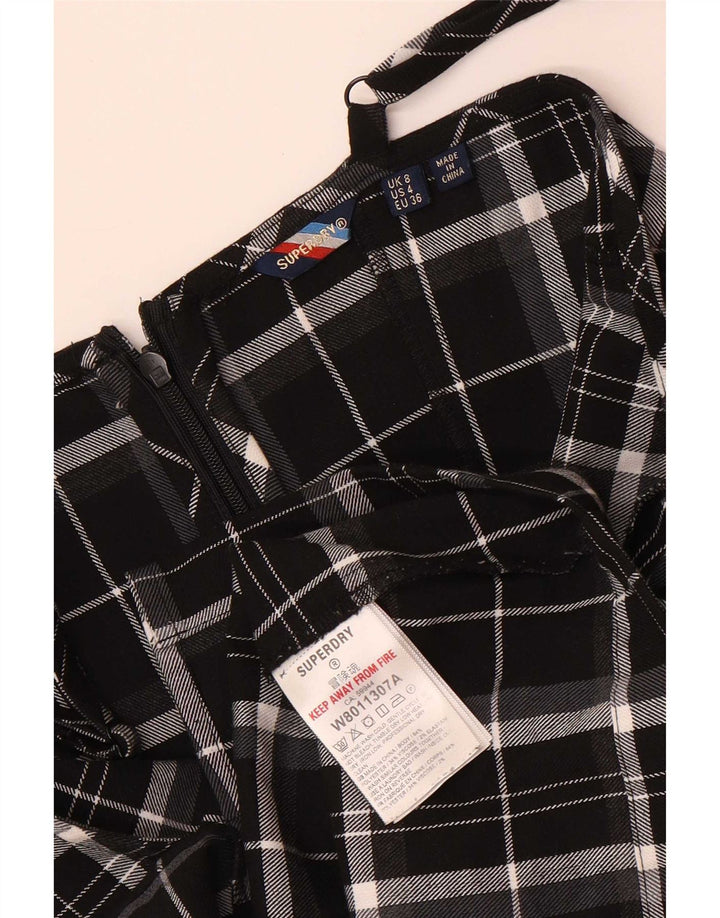 Женский сарафан Superdry UK 8, маленький черный клетчатый полиэстер