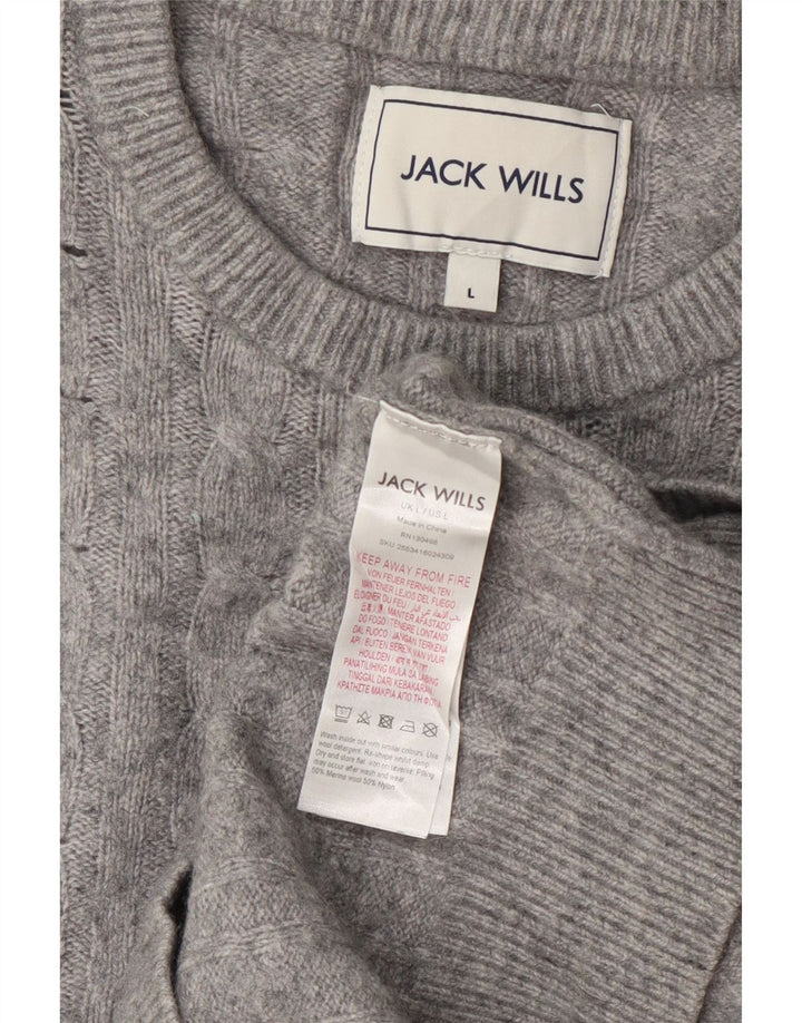 Женский джемпер с круглым вырезом Jack Wills, Великобритания, 14, большой, серый, шерстяной