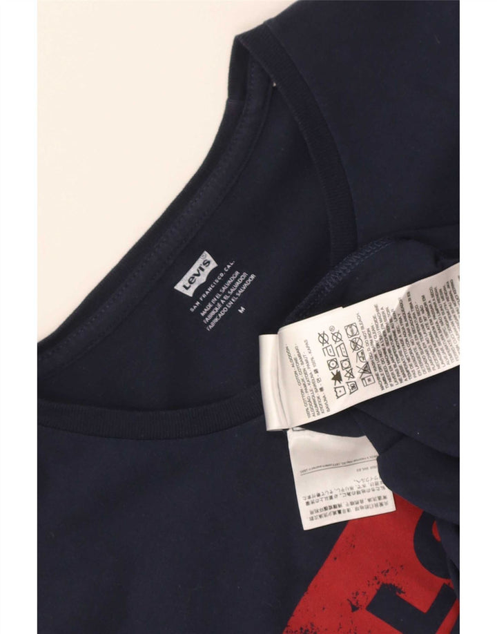 Мужская футболка с рисунком Levi's, топ среднего размера, темно-синий, хлопок