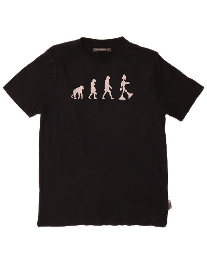 Женская футболка с рисунком French Connection Top UK 14, средний черный хлопок