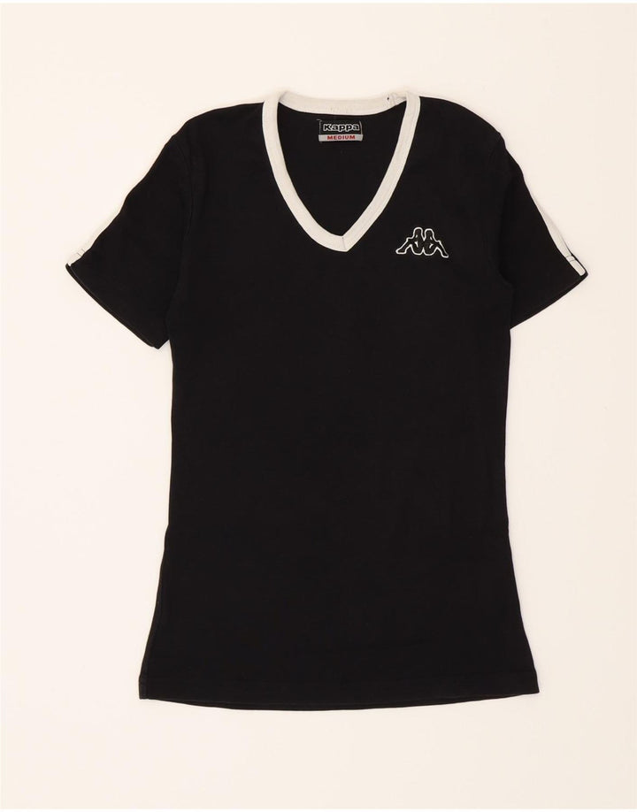 KAPPA Womens T-Shirt Top UK 12 Medium Black Cotton Vintage Kappa and Second-Hand Kappa from Messina Hembry 