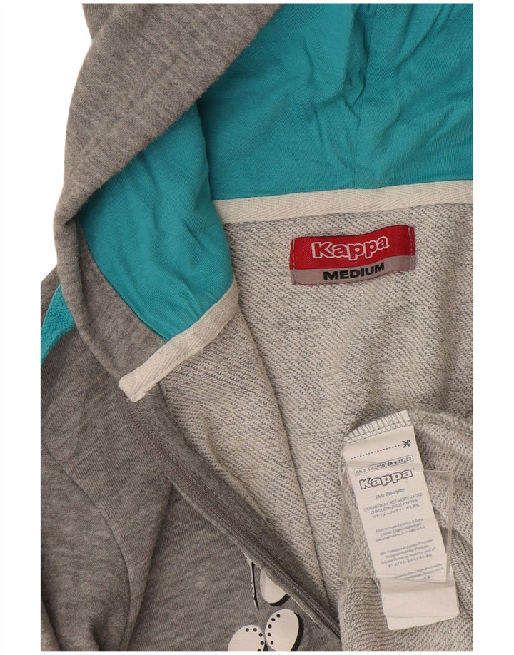 Женский свитер с капюшоном Kappa на молнии с графическим рисунком UK 12, средний серый полиэстер с крапинками