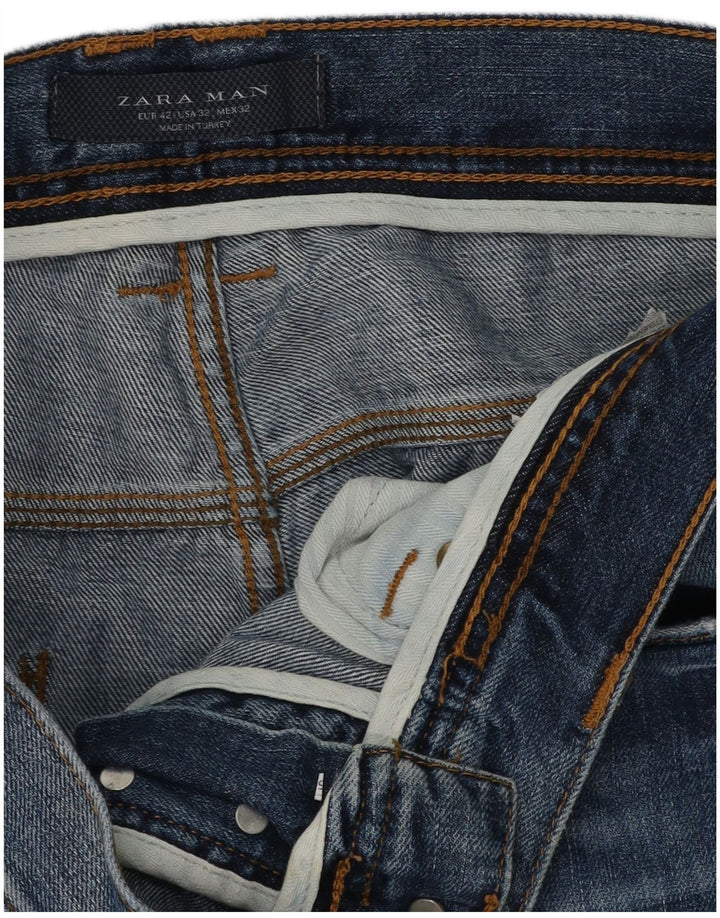 Мужские зауженные джинсы Zara EU 42, большие W32 L28, синие