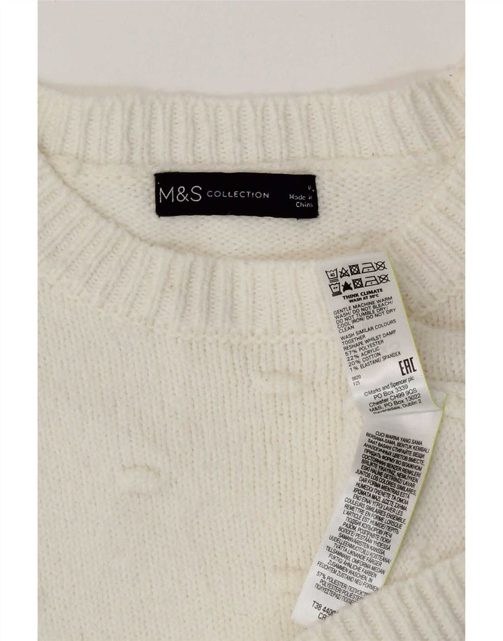 Женский джемпер с круглым вырезом Marks & Spencer UK 14, средний белый