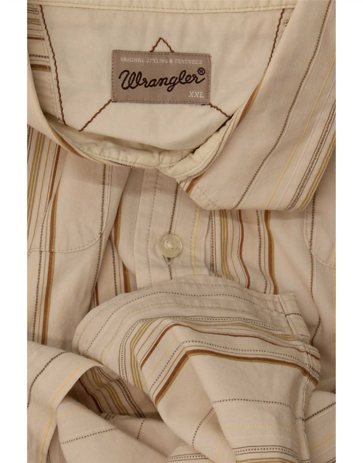 Рубашка мужская с коротким рукавом Wrangler 2XL бежевая в полоску
