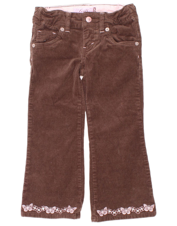 Levi's Широкие вельветовые брюки для девочек 3–4 лет W22 L16, коричневый хлопок