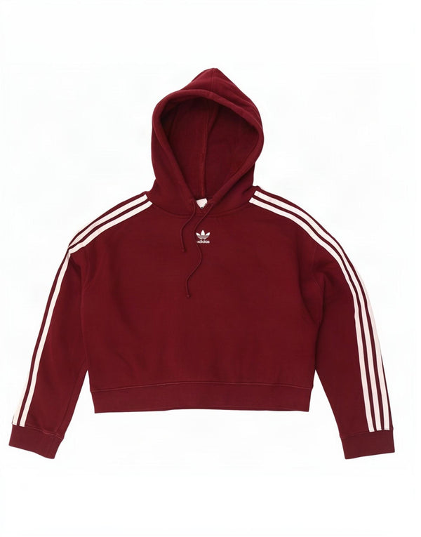 Женский укороченный джемпер с капюшоном Adidas Oversized UK 10, маленький бордовый хлопок