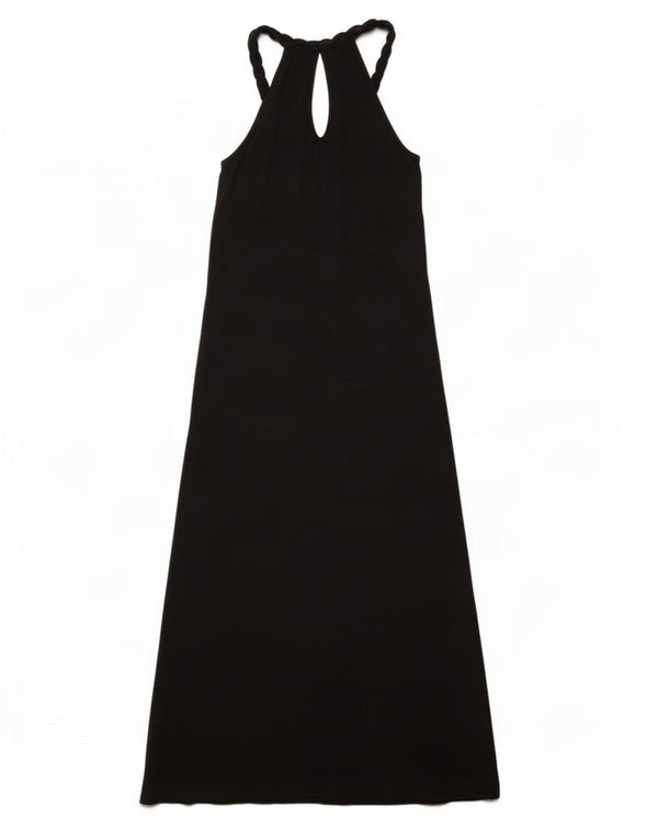 Женское платье макси с бретелькой Zara UK 6 XS, черное из вискозы