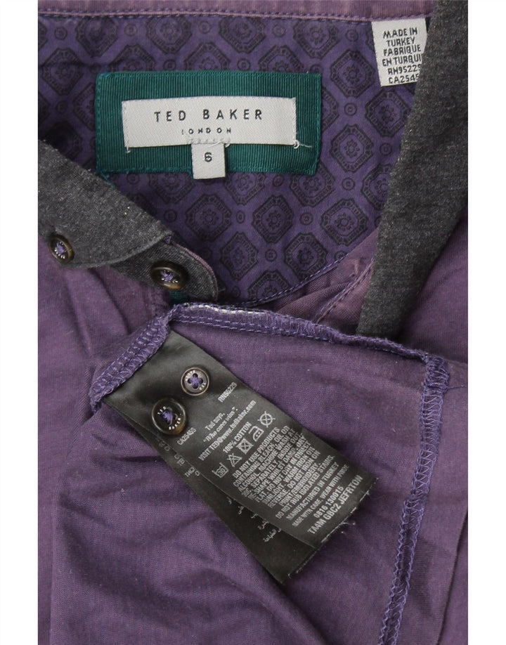 Мужская рубашка-поло TED BAKER, размер 6, 2XL, фиолетовая, хлопок с цветными блоками