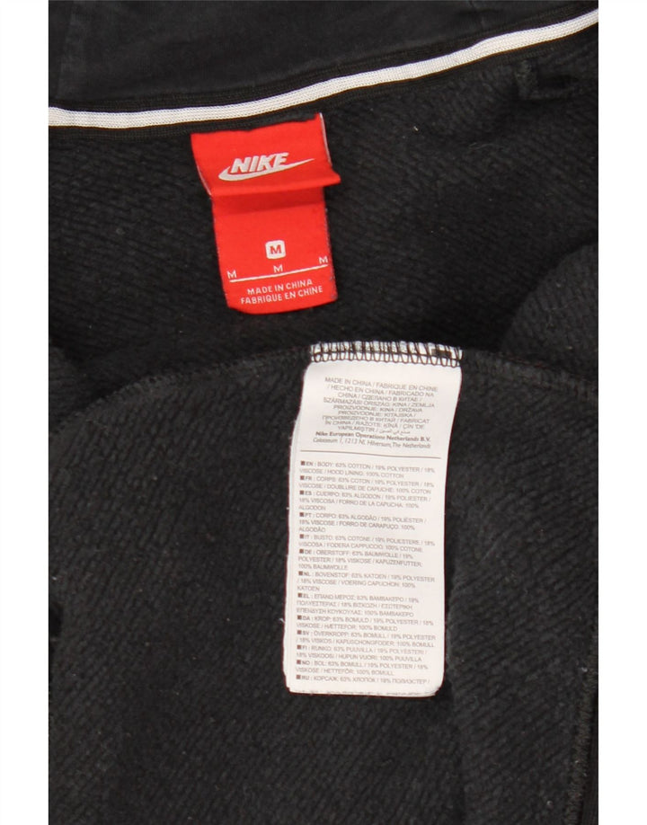 Женский свитер с капюшоном на молнии NIKE UK 14, средний черный, хлопок с цветными блоками