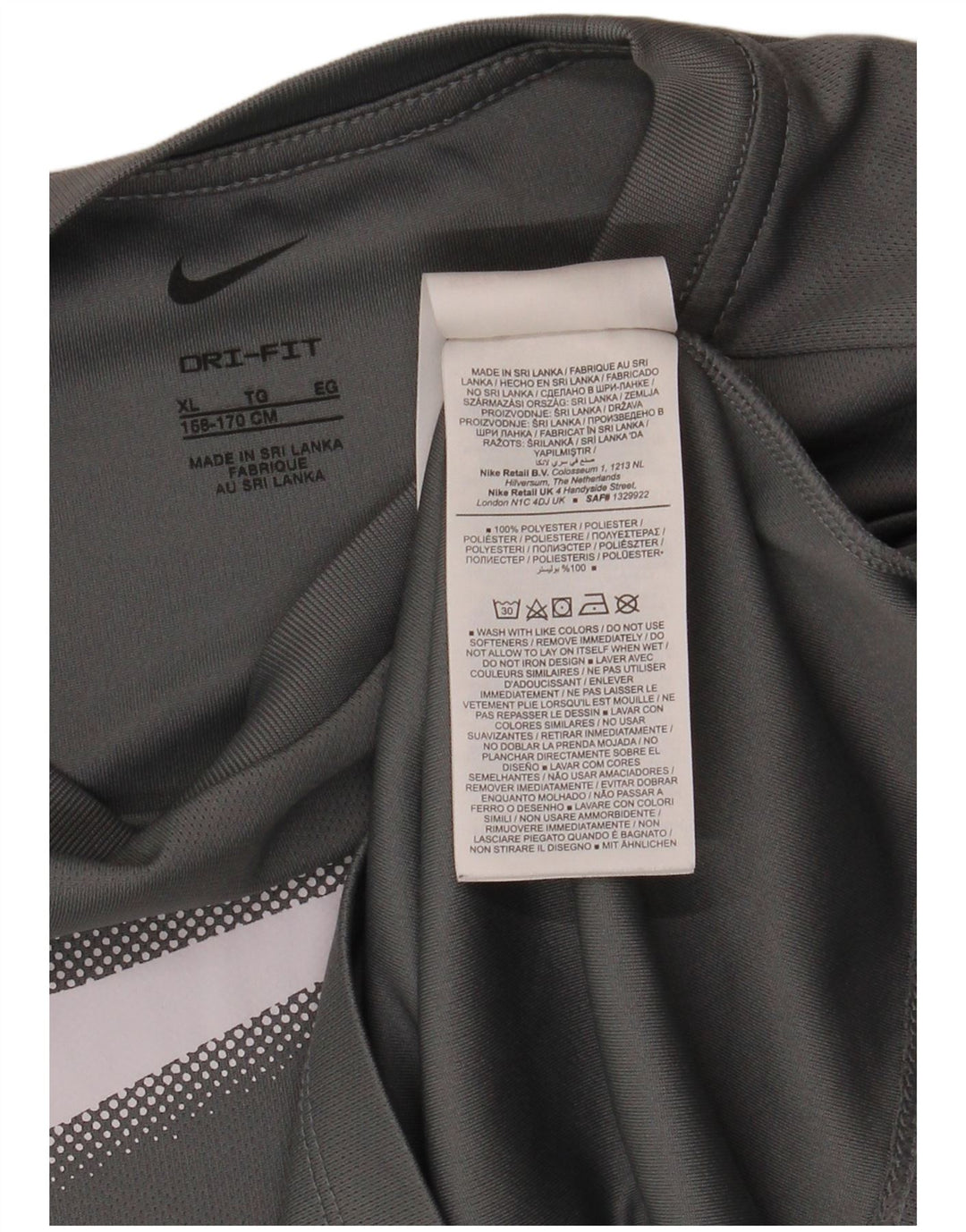 Футболка NIKE с рисунком Dri Fit для мальчиков, топ 13–14 лет, XL, серый полиэстер