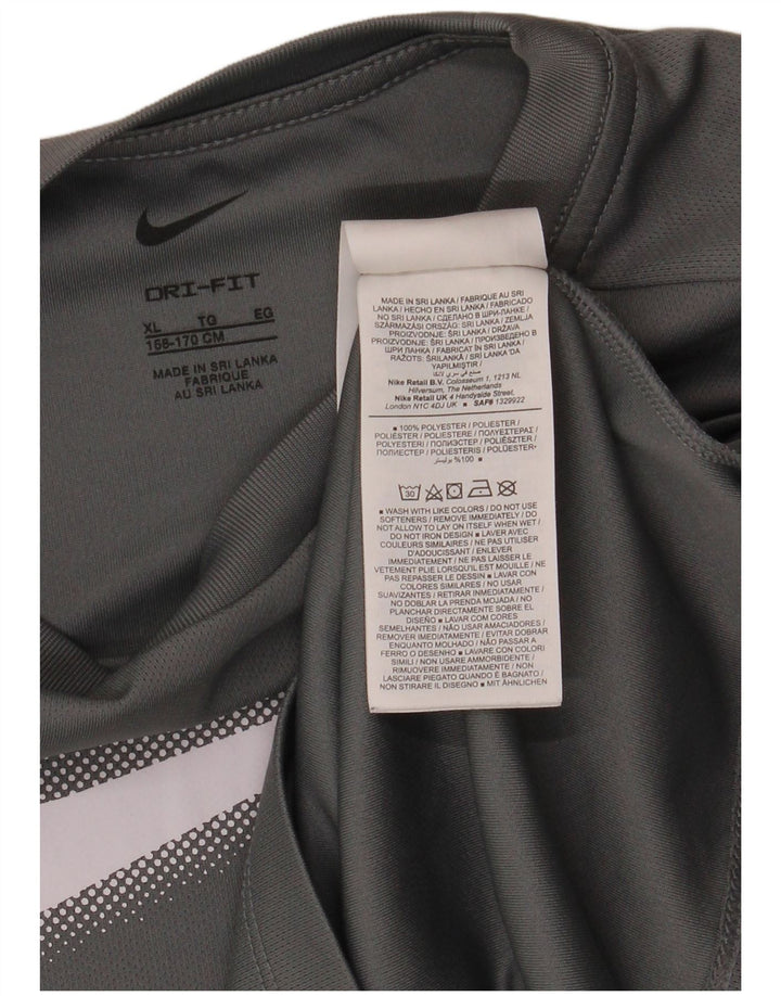 Футболка NIKE с рисунком Dri Fit для мальчиков, топ 13–14 лет, XL, серый полиэстер