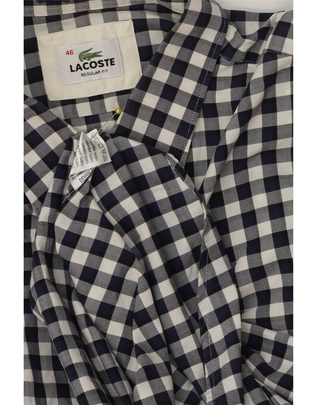 Мужская рубашка стандартного кроя Lacoste, размер 46, 2XL, темно-синяя, хлопок в мелкую клетку
