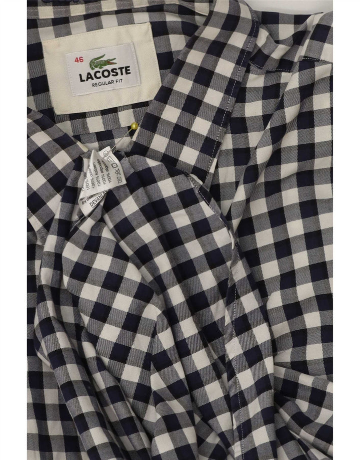 Мужская рубашка стандартного кроя Lacoste, размер 46, 2XL, темно-синяя, хлопок в мелкую клетку