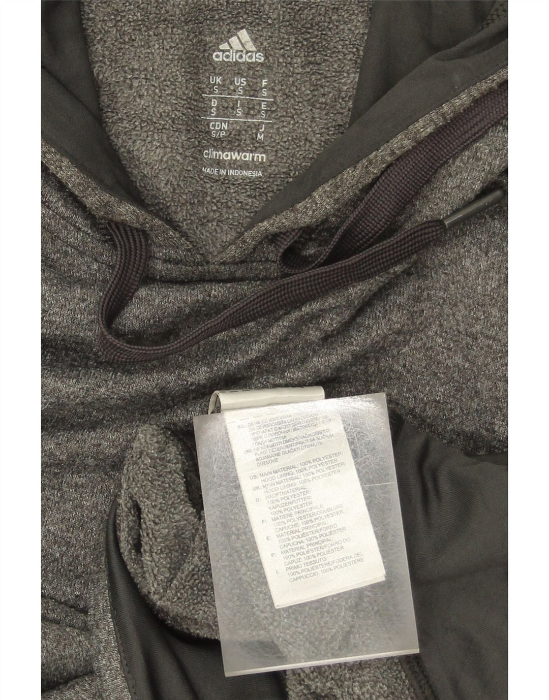 ADIDAS Mens Climawarm Hoodie Jumper Small Grey Flecked Polyester Vintage Adidas and Second-Hand Adidas from Messina Hembry 