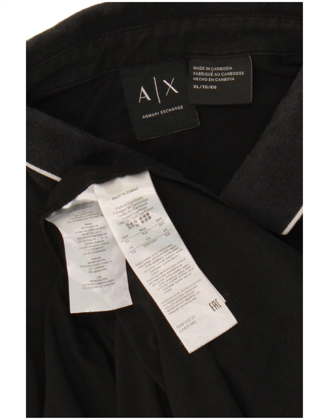 Мужская рубашка-поло ARMANI EXCHANGE XL, черный хлопок