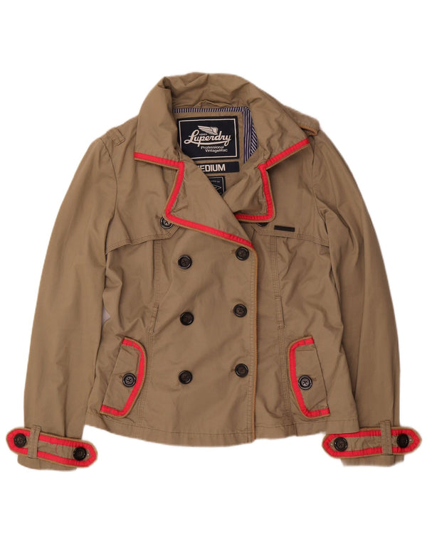 Superdry Женский короткий плащ UK 14 Средний бежевый хлопок