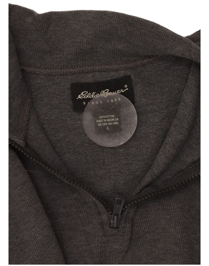 Мужской свитшот с воротником на молнии EDDIE BAUER, большой серый хлопковый джемпер с цветными блоками