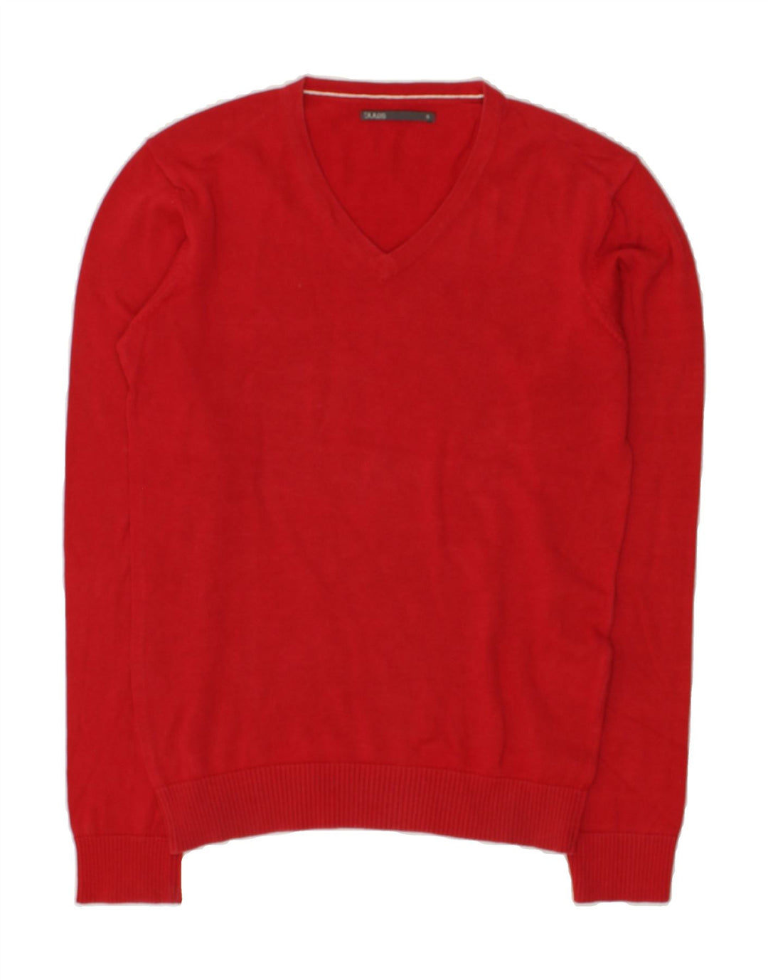JULES Mens V-Neck Jumper Sweater Small Red Cotton | Vintage Jules | Thrift | Second-Hand Jules | Used Clothing | Messina Hembry 