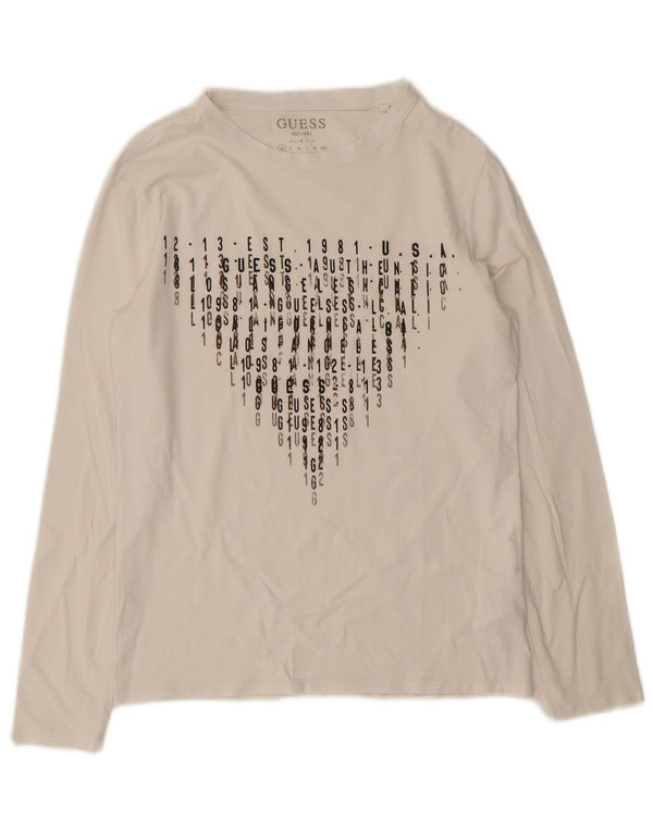 Мужской приталенный топ с рисунком Guess с длинными рукавами XS, белый хлопок