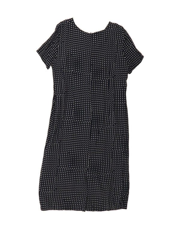 VINTAGE Womens Maxi Dress UK 18 XL Navy Blue Polka Dot Viscose