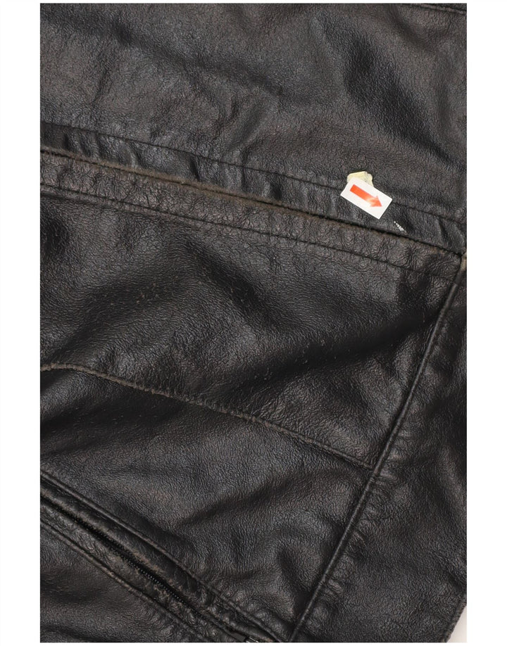 VINTAGE Женская кожаная куртка-гонщик IT 42 Medium Black Leather