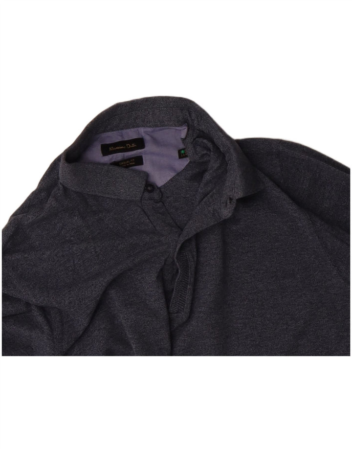 Мужская рубашка поло с длинным рукавом MASSIMO DUTTI среднего серого цвета