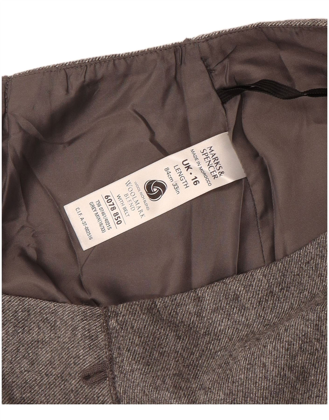 Женская юбка-трапеция Marks & Spencer UK 16, большая W32, серая шерсть