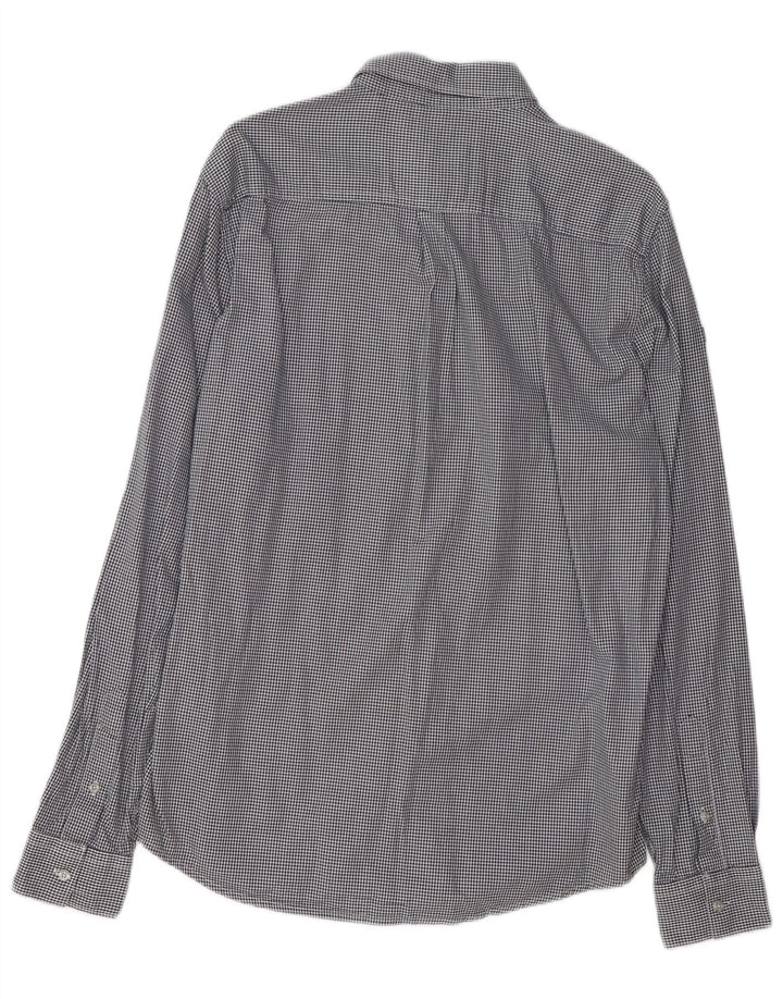 SUPERDRY Мужская рубашка стандартного кроя, большая темно-синяя хлопковая рубашка с узором «гусиные лапки»