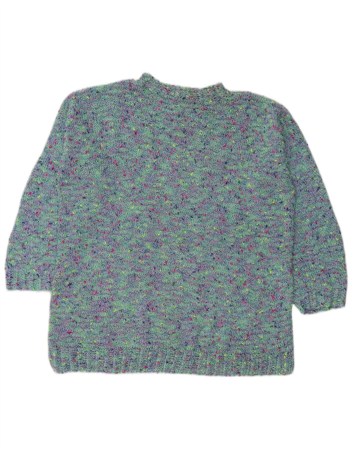 ВИНТАЖНЫЙ женский джемпер с высоким воротником, Великобритания, 18 XL, синий в крапинку