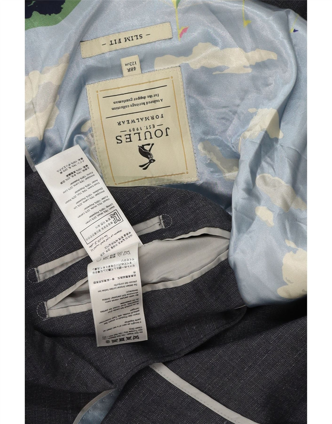 Мужской приталенный пиджак Joules с 2 пуговицами, Великобритания 48, 4XL, серый, шерстяной в крапинку