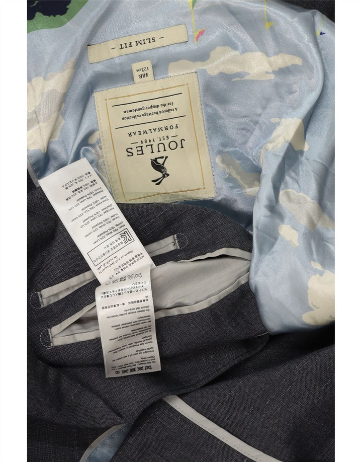 Мужской приталенный пиджак Joules с 2 пуговицами, Великобритания 48, 4XL, серый, шерстяной в крапинку