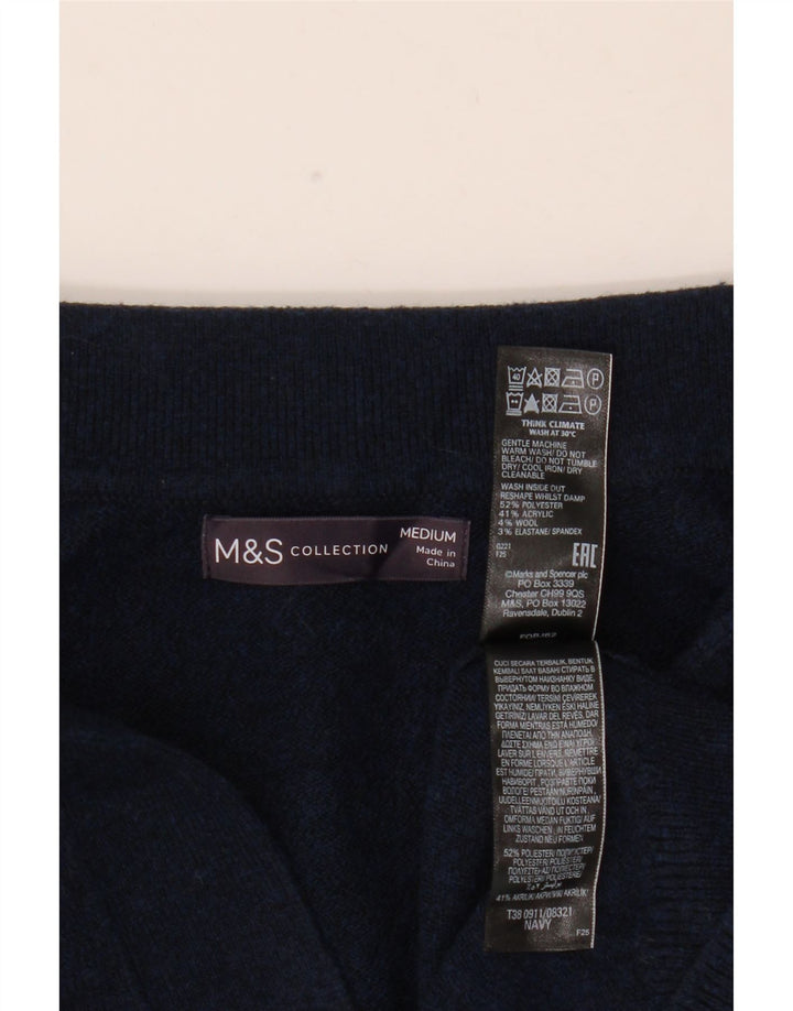 Женский джемпер с воротником-поло Marks & Spencer UK 14, средний темно-синий