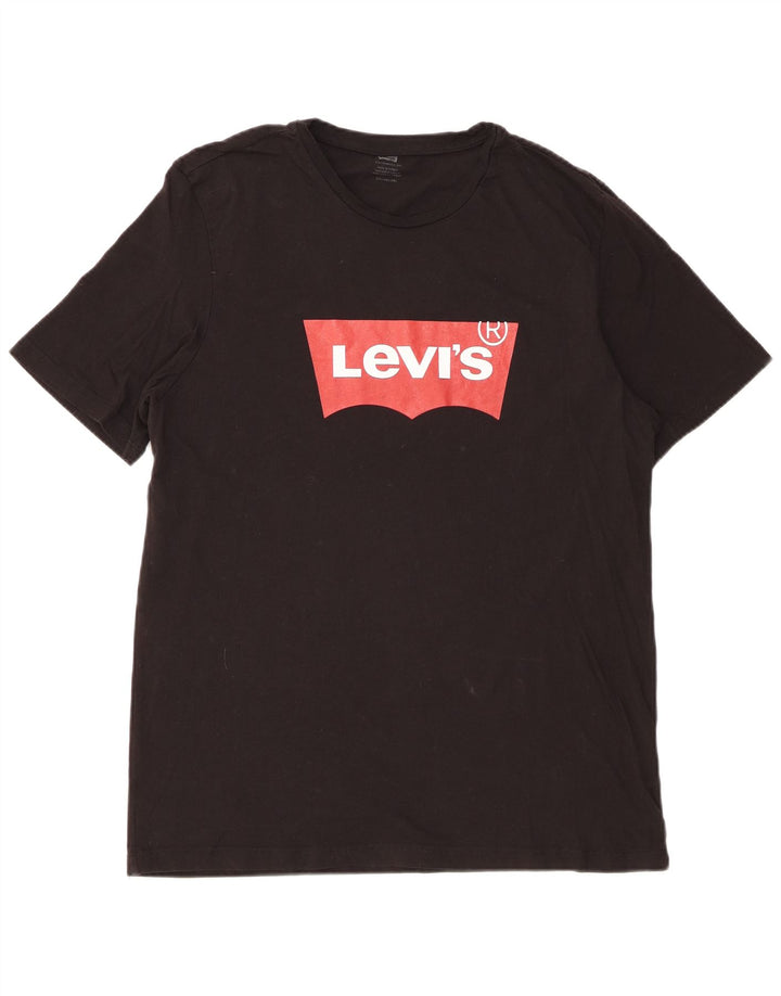 Мужская футболка с рисунком Levi's, топ 2XL, черный хлопок