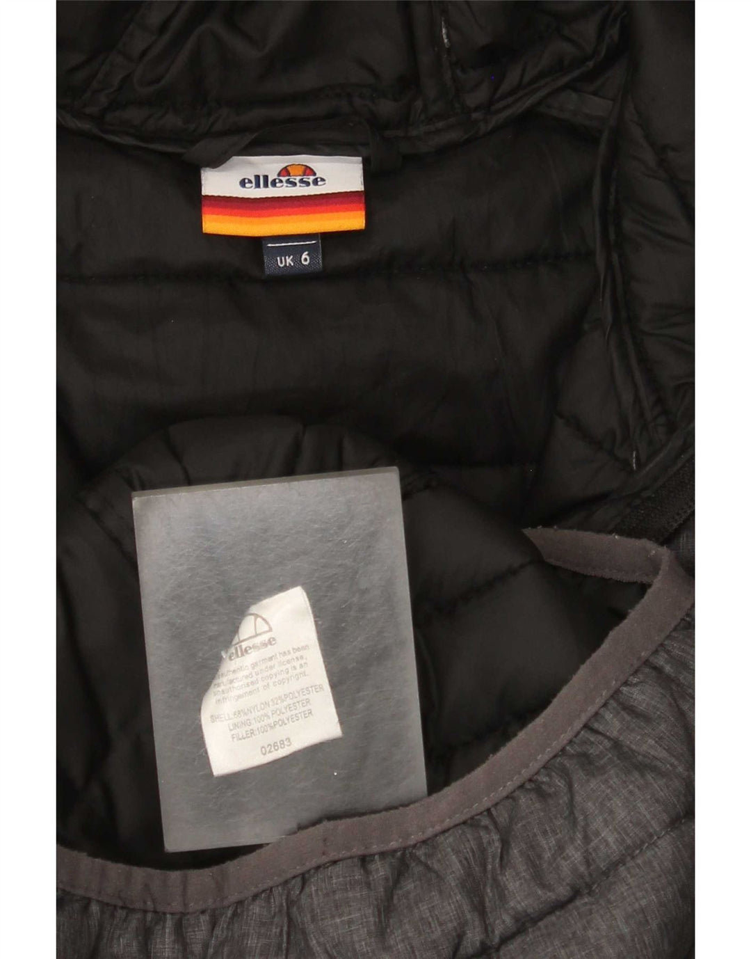 Женская стеганая куртка с капюшоном Ellesse UK 6 XS Серый нейлон