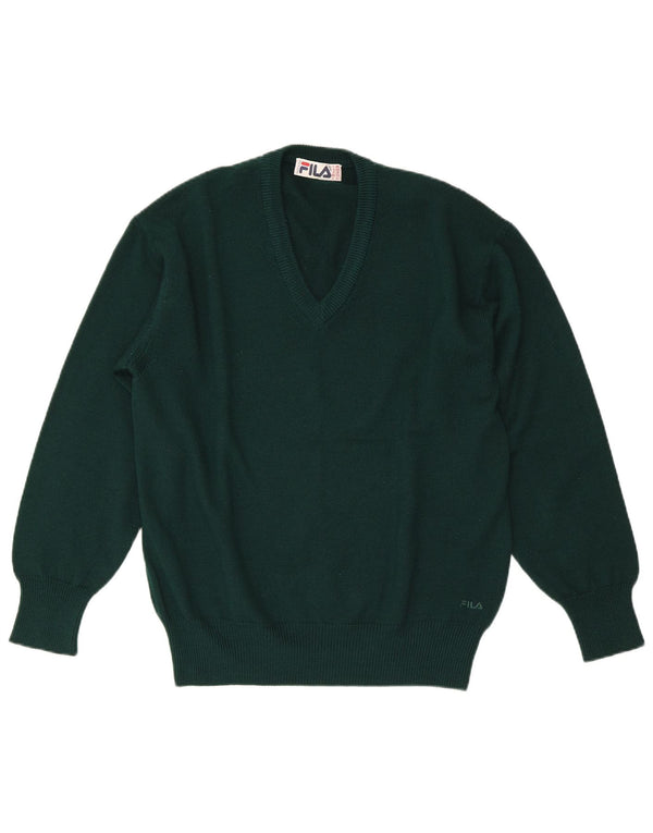 Fila Mens Regular Fit V-Neck Jumper Sweater IT 48 Medium Green