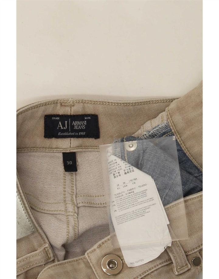 Женские узкие джинсы Armani W30 L28, бежевый хлопок