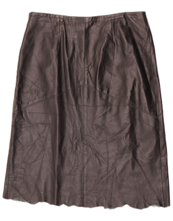 Винтажная женская кожаная юбка IT 48 XL W32 Черная кожа