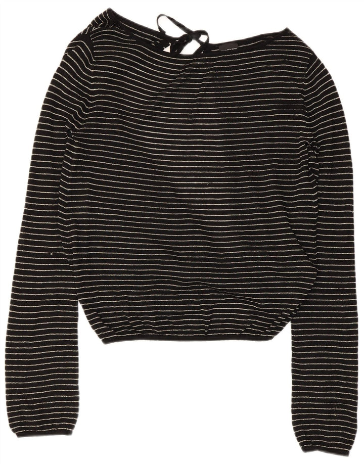 Женская укороченная блузка Calvin Klein UK 14, вискоза, большая черная полоска