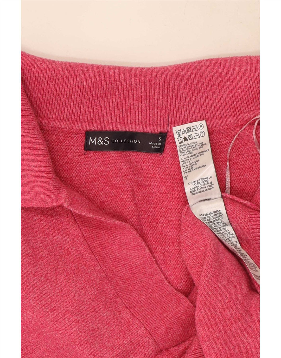 Женский свободный джемпер с воротником-поло Marks & Spencer, Великобритания, 10, маленький розовый