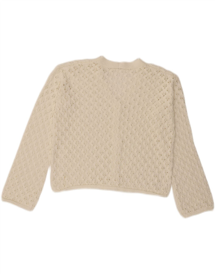 VINTAGE Womens Crop Cardigan Sweater UK 12 Medium White Vintage Vintage and Second-Hand Vintage from Messina Hembry 