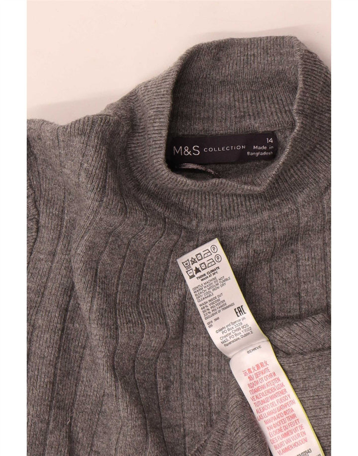 Женский джемпер с высоким воротником Marks & Spencer, Великобритания, 14, большой, серый, вискоза
