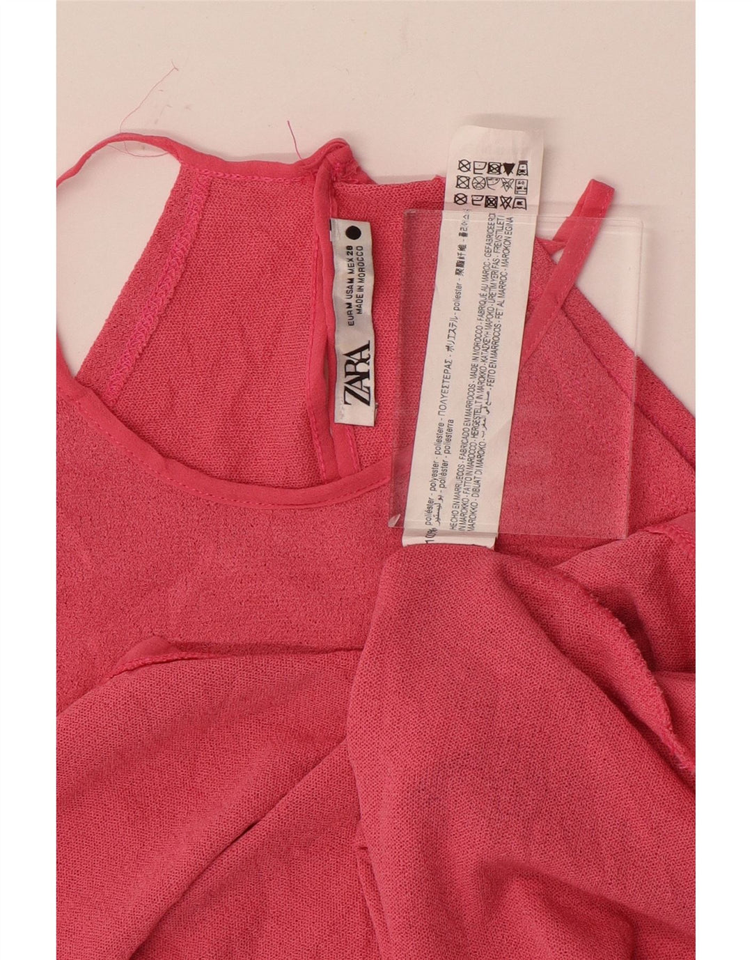 Женский укороченный топ с лямкой на бретельках Zara UK 14, полиэстер среднего розового цвета